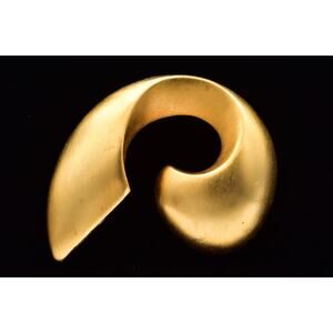 Vintage Abstract Gold Swirl Brooch Sculptural Modernist Statement Pin 80s BinAC